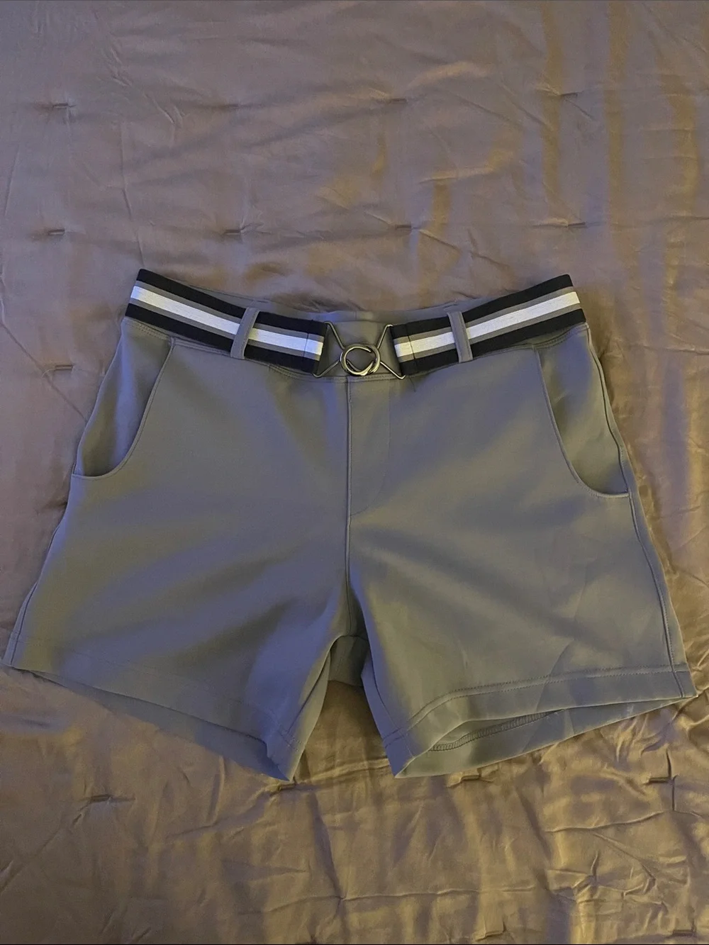Timoteo Gray Swim Trunks with Striped Waistband